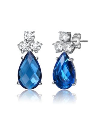 Sterling Silver White Gold Plated with Cubic Zirconia Pear Drop Earrings