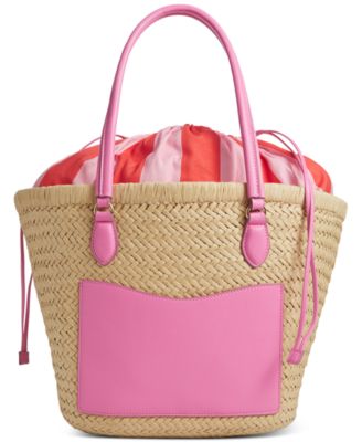 Straw drawstring deals tote