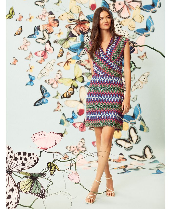 Maggy London Women's Floral Stretch Midi Dress - Cap Sleeve Sheath Dress For Weddings & Special Events