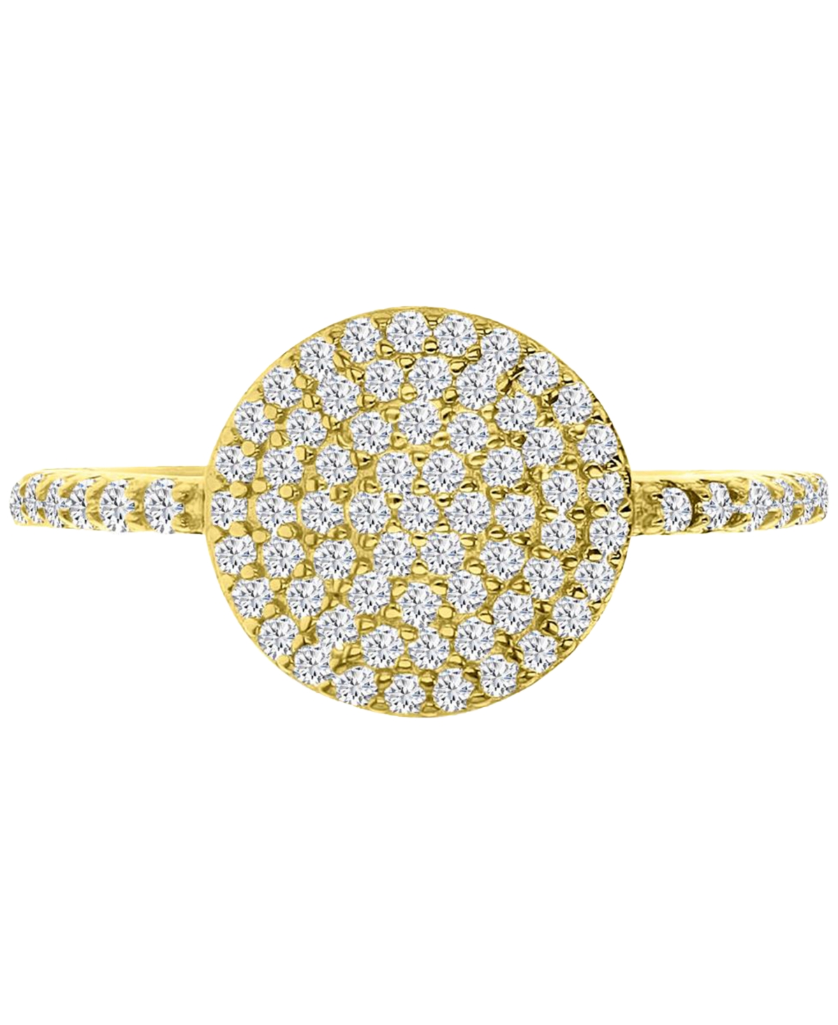 Cubic Zirconia Pave Circle Cluster Ring in 14k Gold-Plated Sterling Silver - Gold
