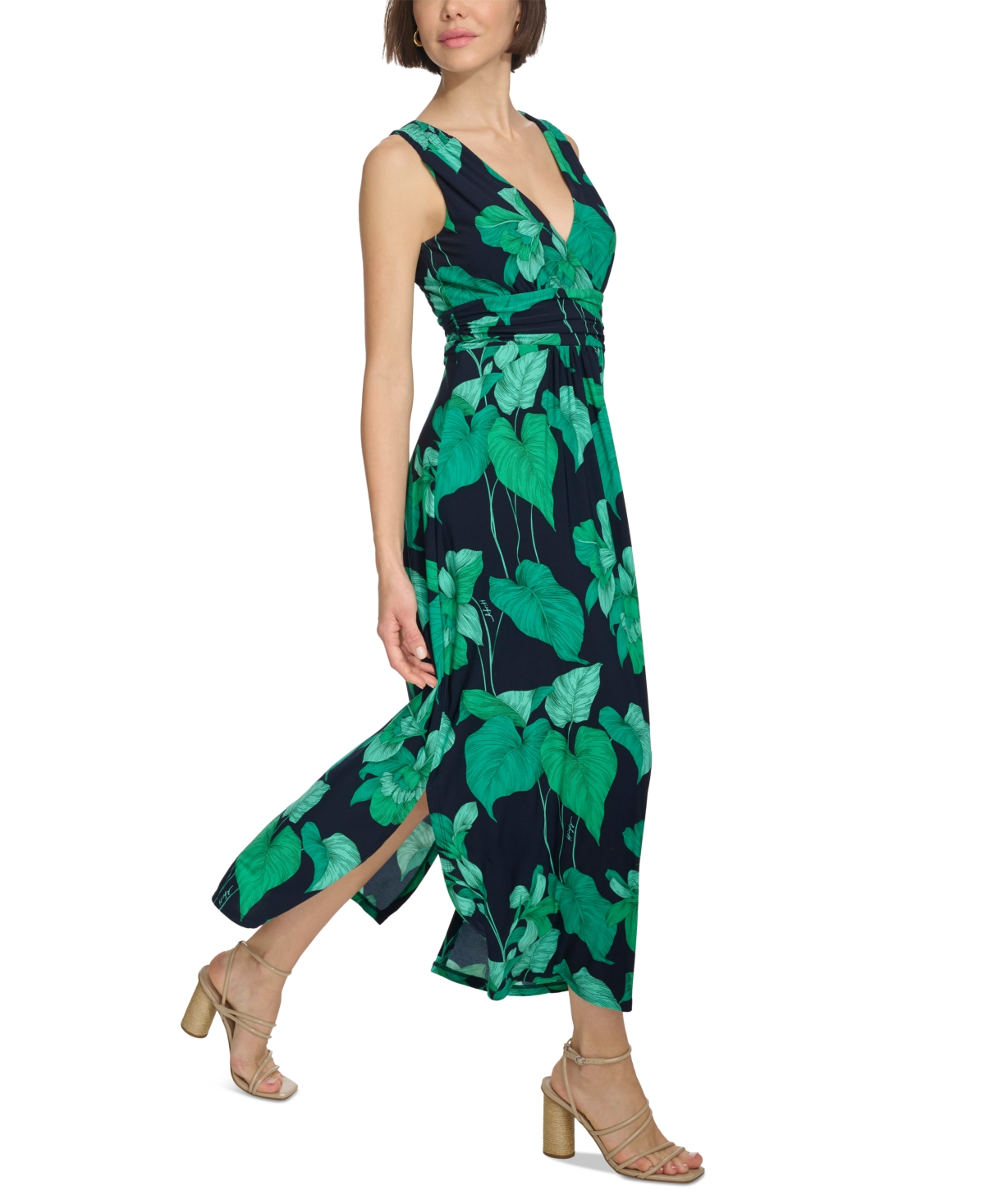 Shop Tommy Hilfiger Women's Floral Empire-waist Maxi Dress In Carmine Rose Multi