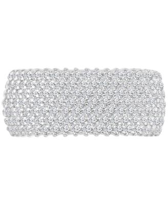 Black Cubic Zirconia Pav&eacute; Wide Seven Row Statement Ring (Also in White Cubic Zirconia)