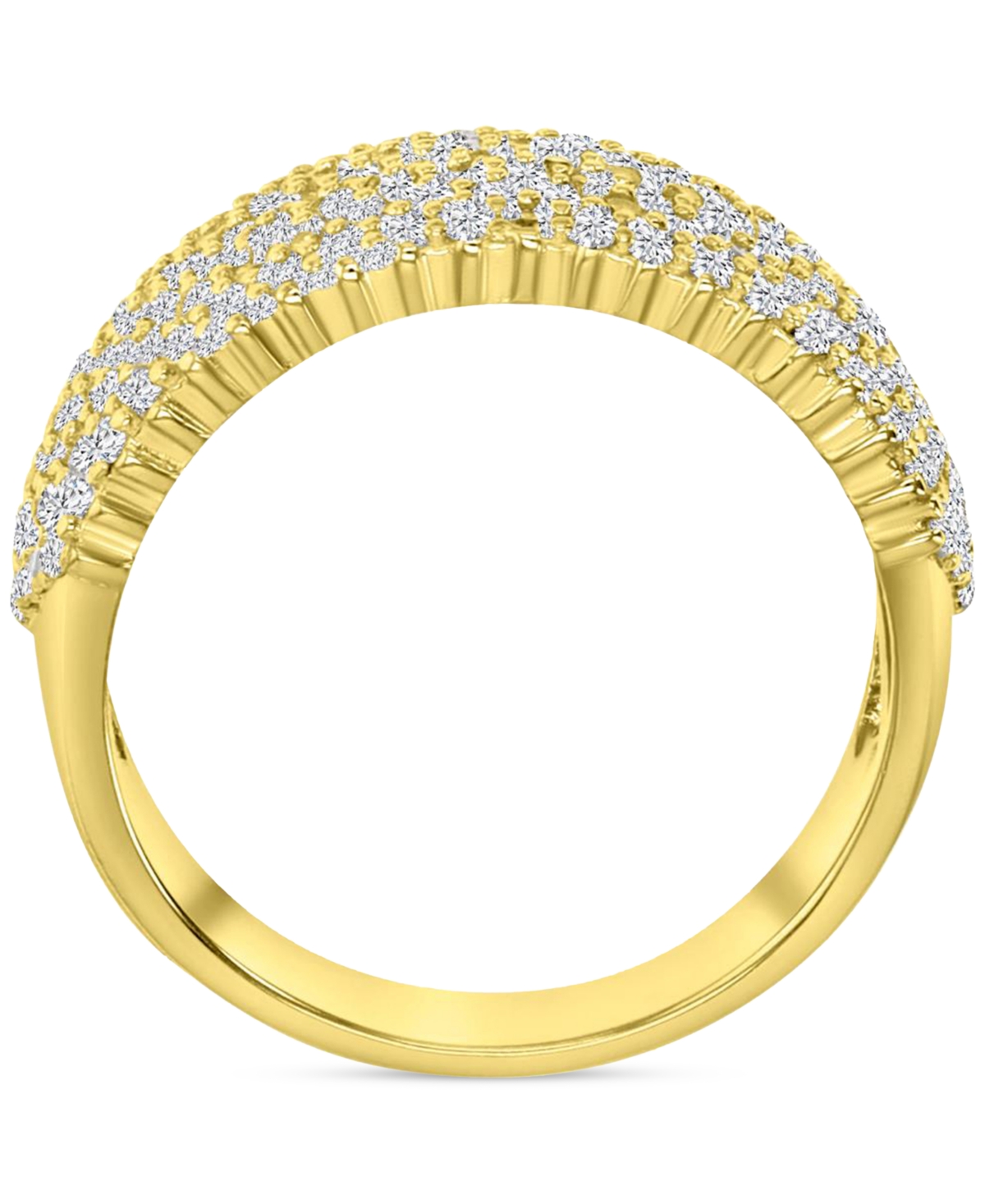 Black Cubic Zirconia Pave Wide Seven Row Statement Ring (Also in White Cubic Zirconia)