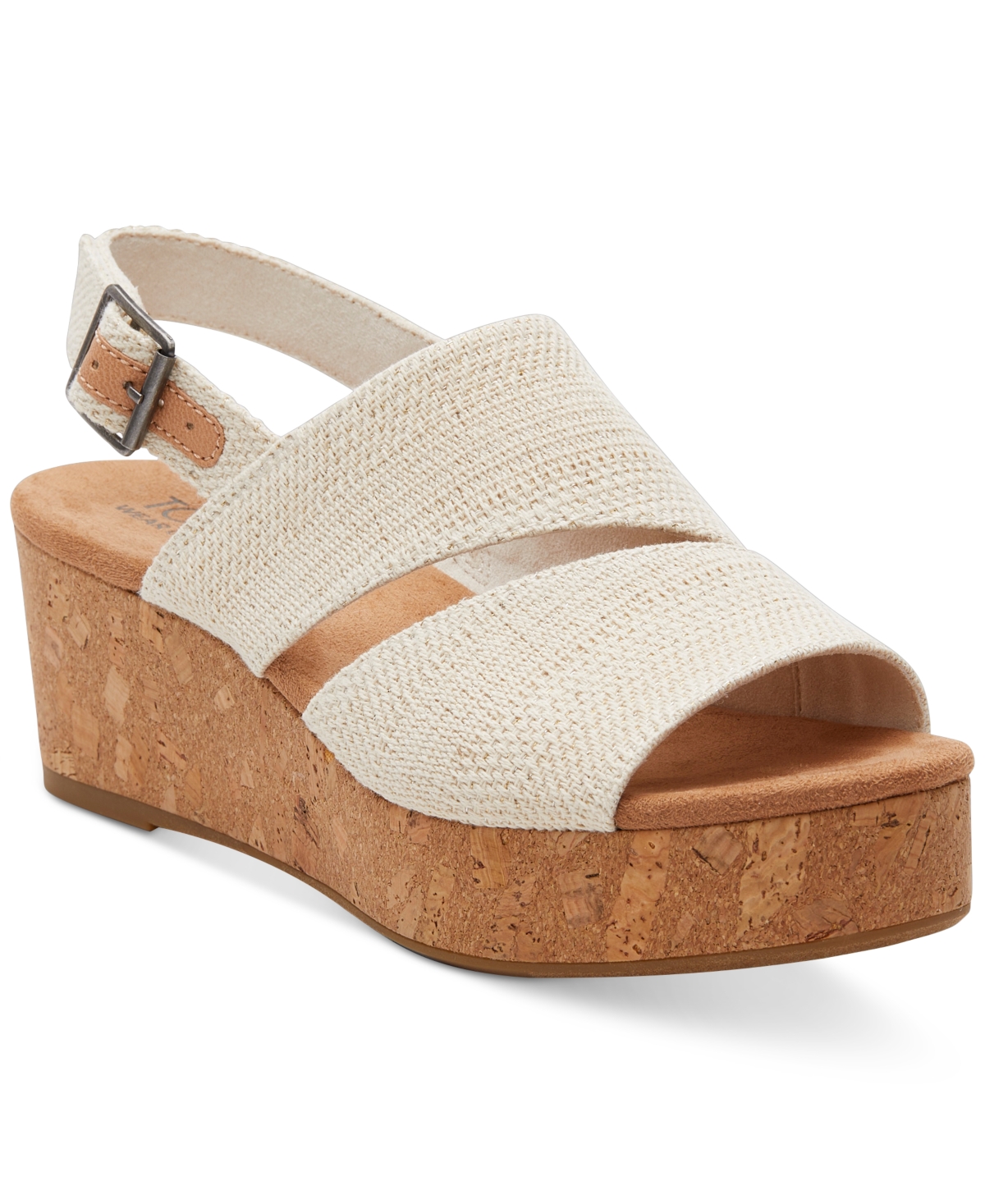 Toms Women's Claudine Slingback Cork Wedge Platform Sandals