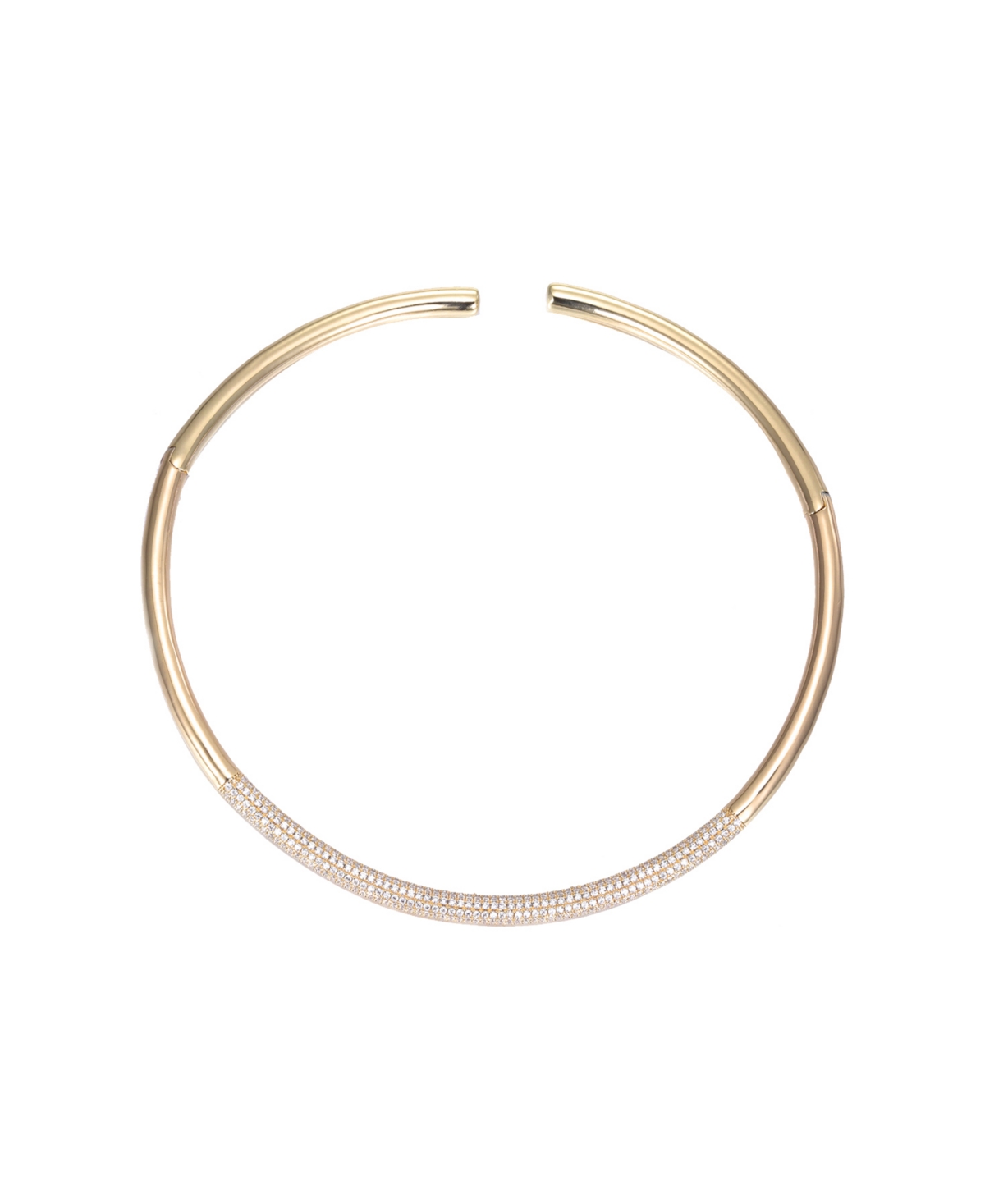 Pave Accented Collar Choker Necklace - Gold