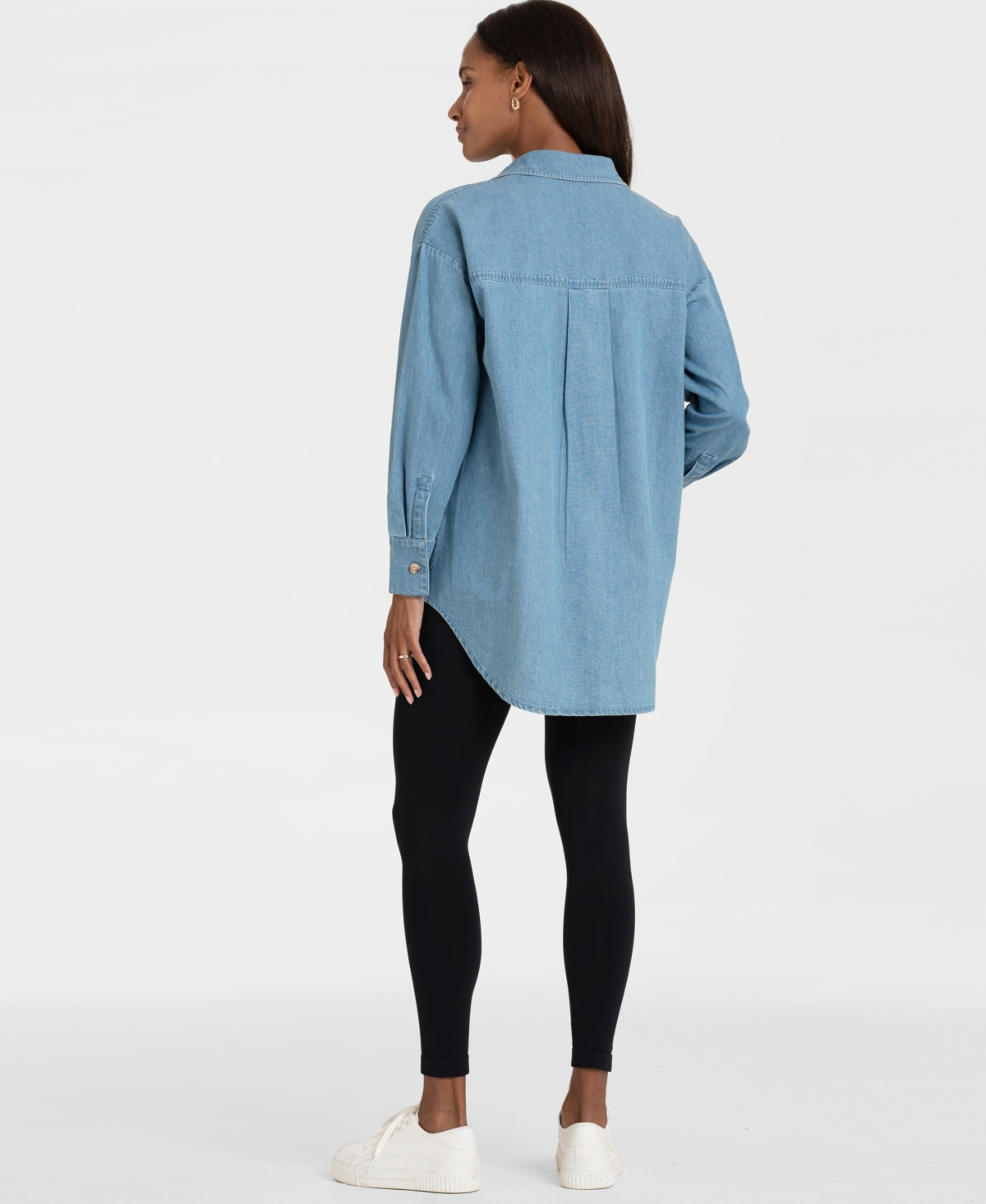 SERAPHINE WOMEN'S DENIM CURVED HEM MATERNITY SHIRT 