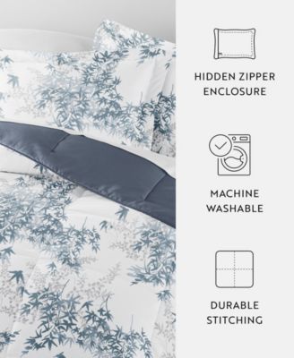 Bamboo Leaves Blue 2-Piece Comforter Set, Twin/Twin XL