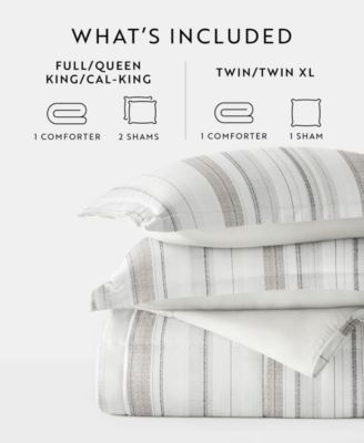 Vertical Stripe 3-Piece Comforter Set, Full/Queen
