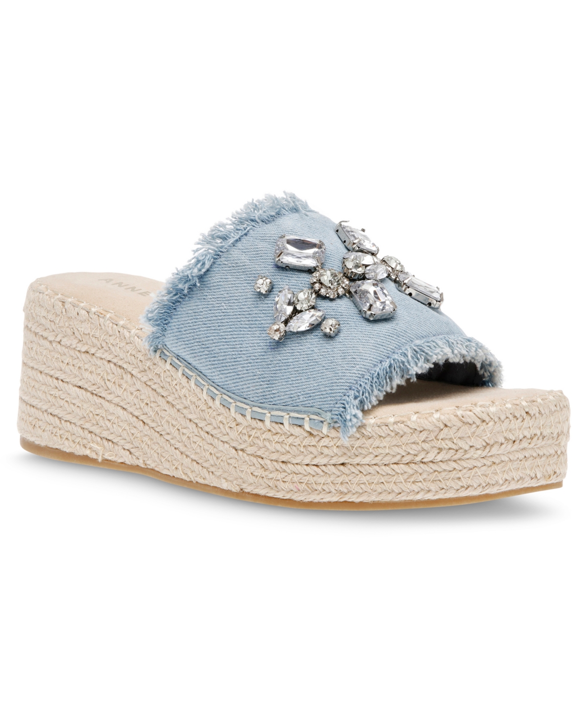 Shop Anne Klein Women's Crystal Espadrille Wedge Sandals In Denim