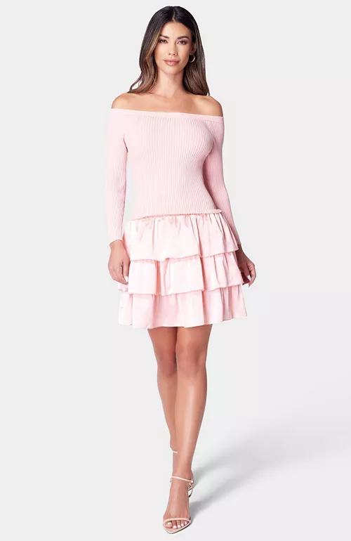 women's off the shoulder tiered dress