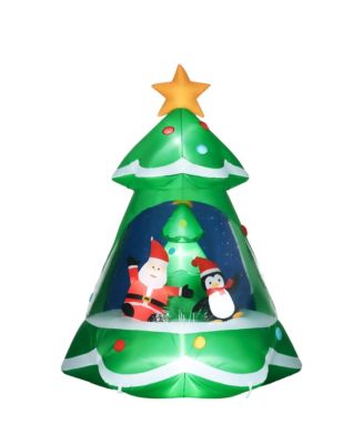 HOMCOM 7FT Lighted Inflatable Christmas Tree with Santa Claus and ...