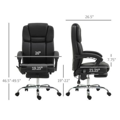 Massage Office Chair with Footrest, PU Leather Desk Chair,