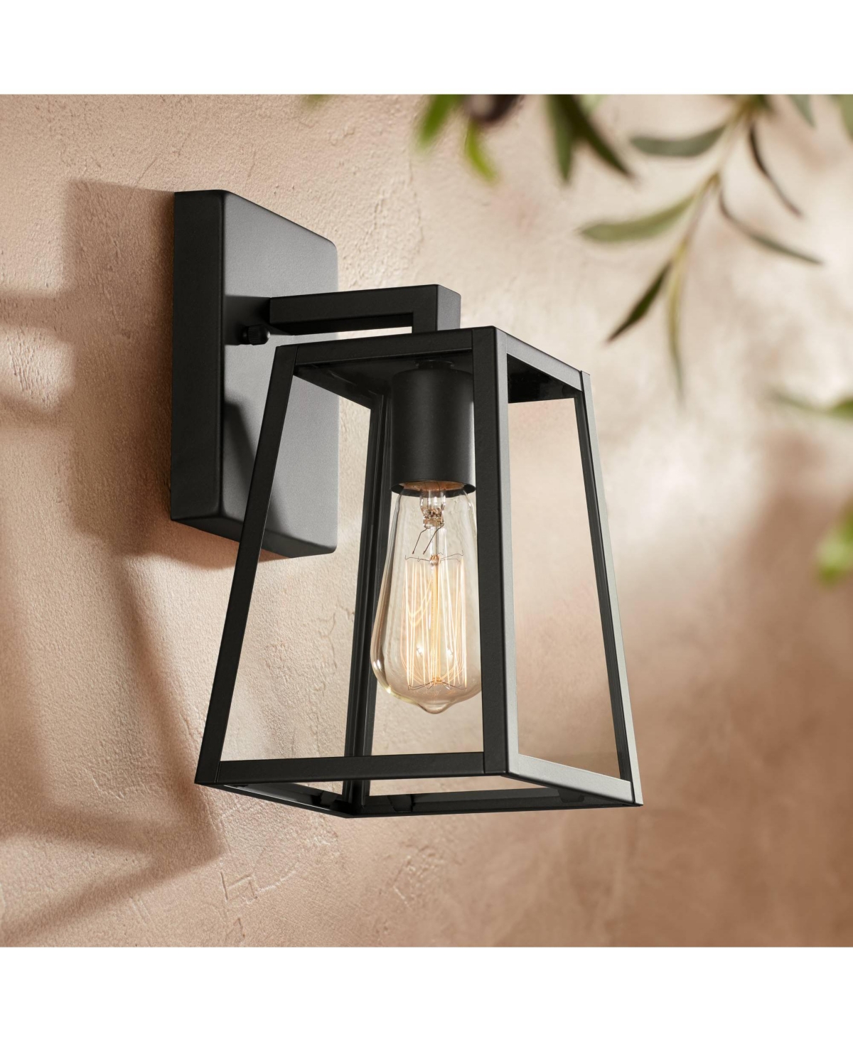Arrington Modern Industrial Outdoor Wall Light Fixture Mystic Black Steel 10 3/4" Clear Glass Panel for Exterior House Porch Patio Outside Deck Garage