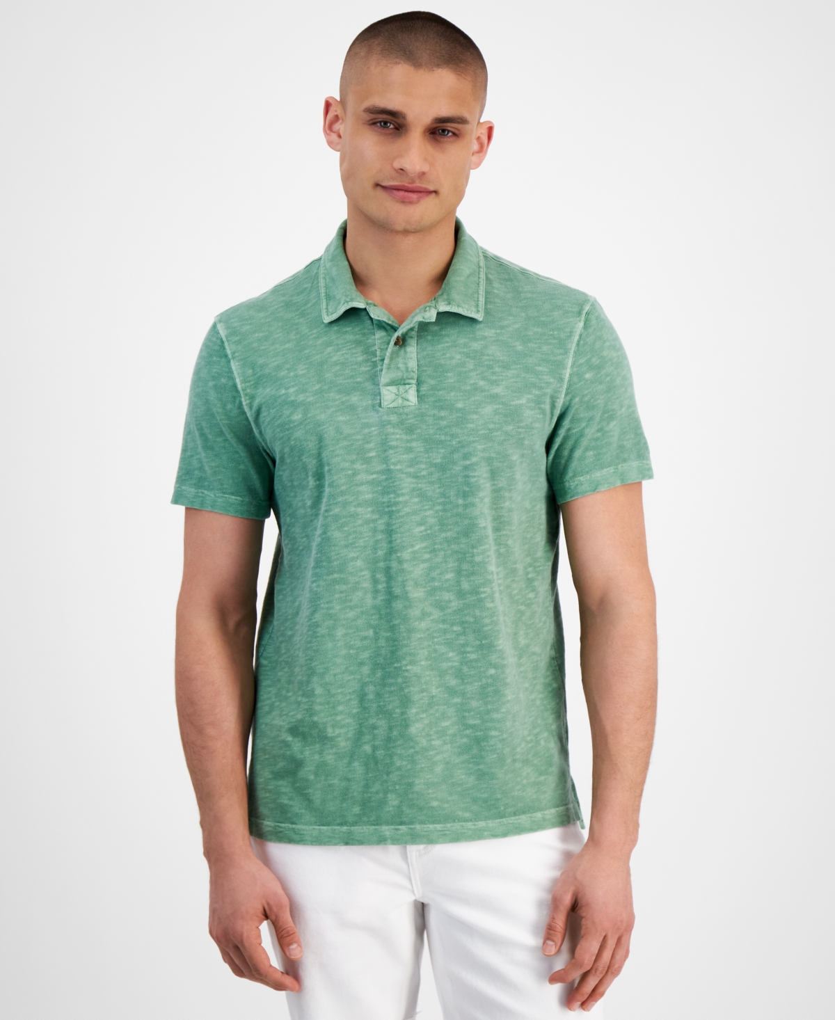 Sun + Stone Men's Regular-fit Textured Polo Shirt, Created For Macy's In Kale Garden