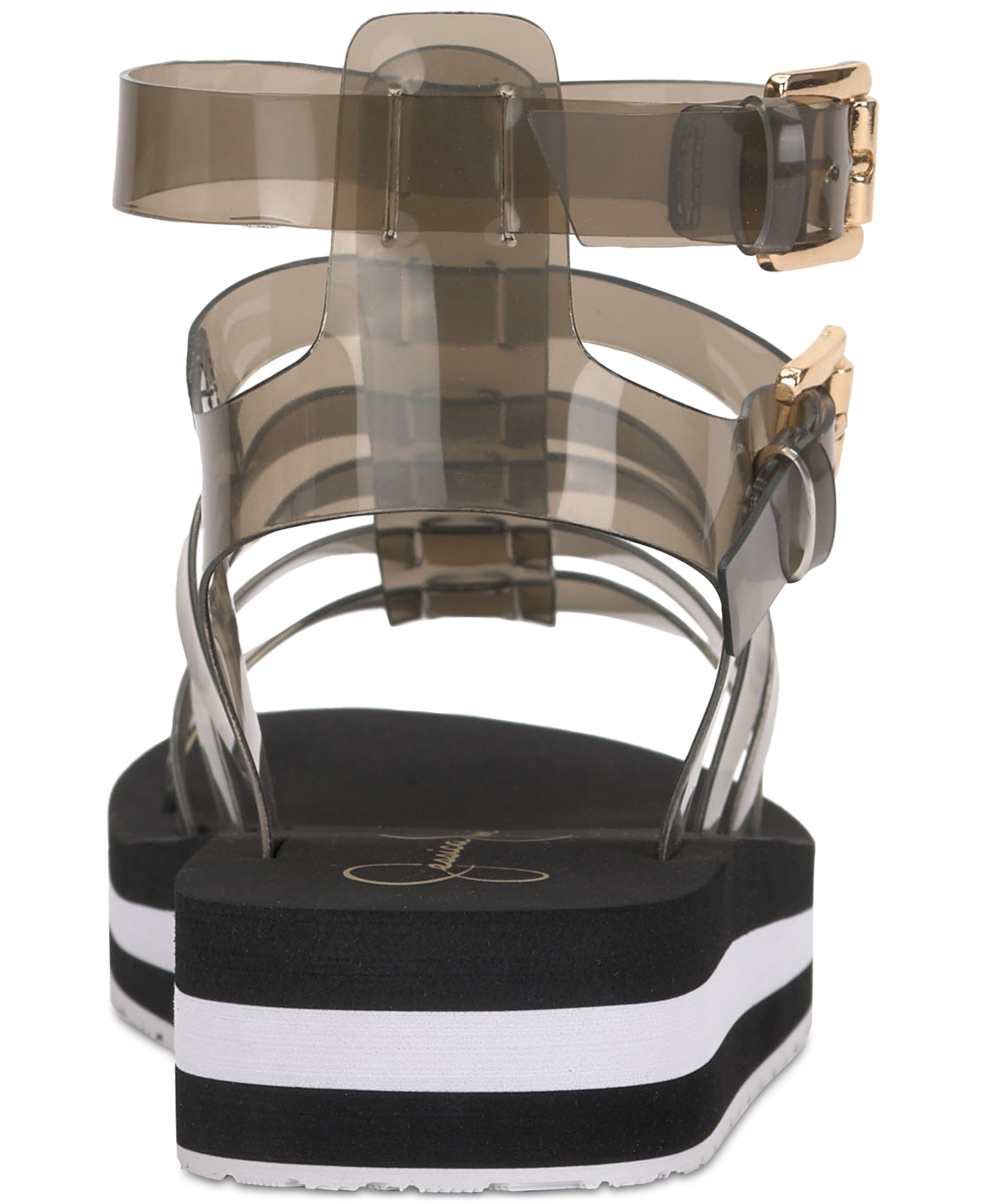 Jessica Simpson Women's Bimala Strappy Vinyl Platform Gladiator Sandals -Black Multi