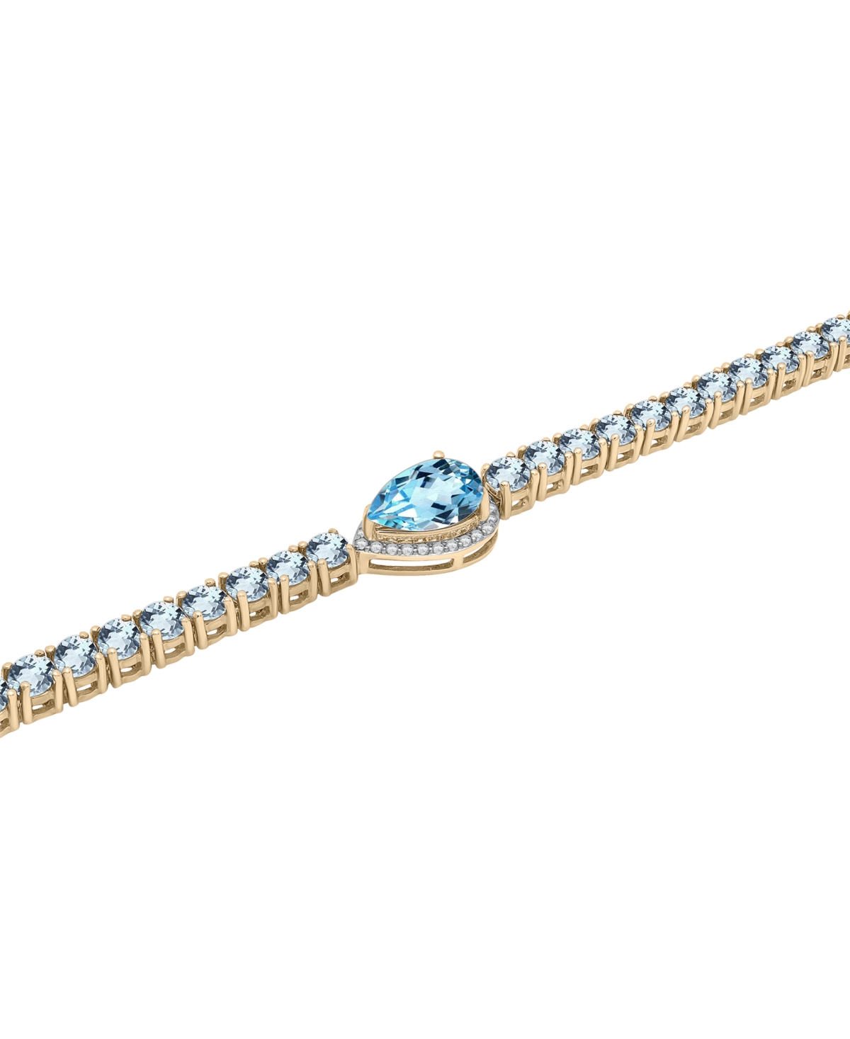 (8-3/8 ct. t.w.) & Diamond (1/10 ct. t.w.) Halo Tennis Bracelet in 14k Gold-Plated Sterling Silver - Blue Topaz