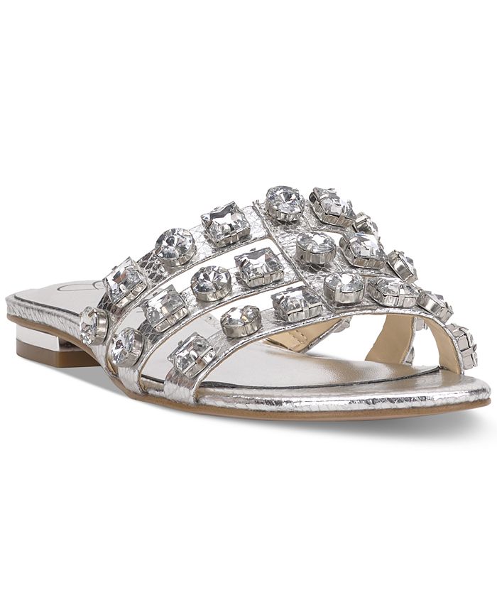 Jessica Simpson Detta Crystal Embellished Slide Sandals - Macy's
