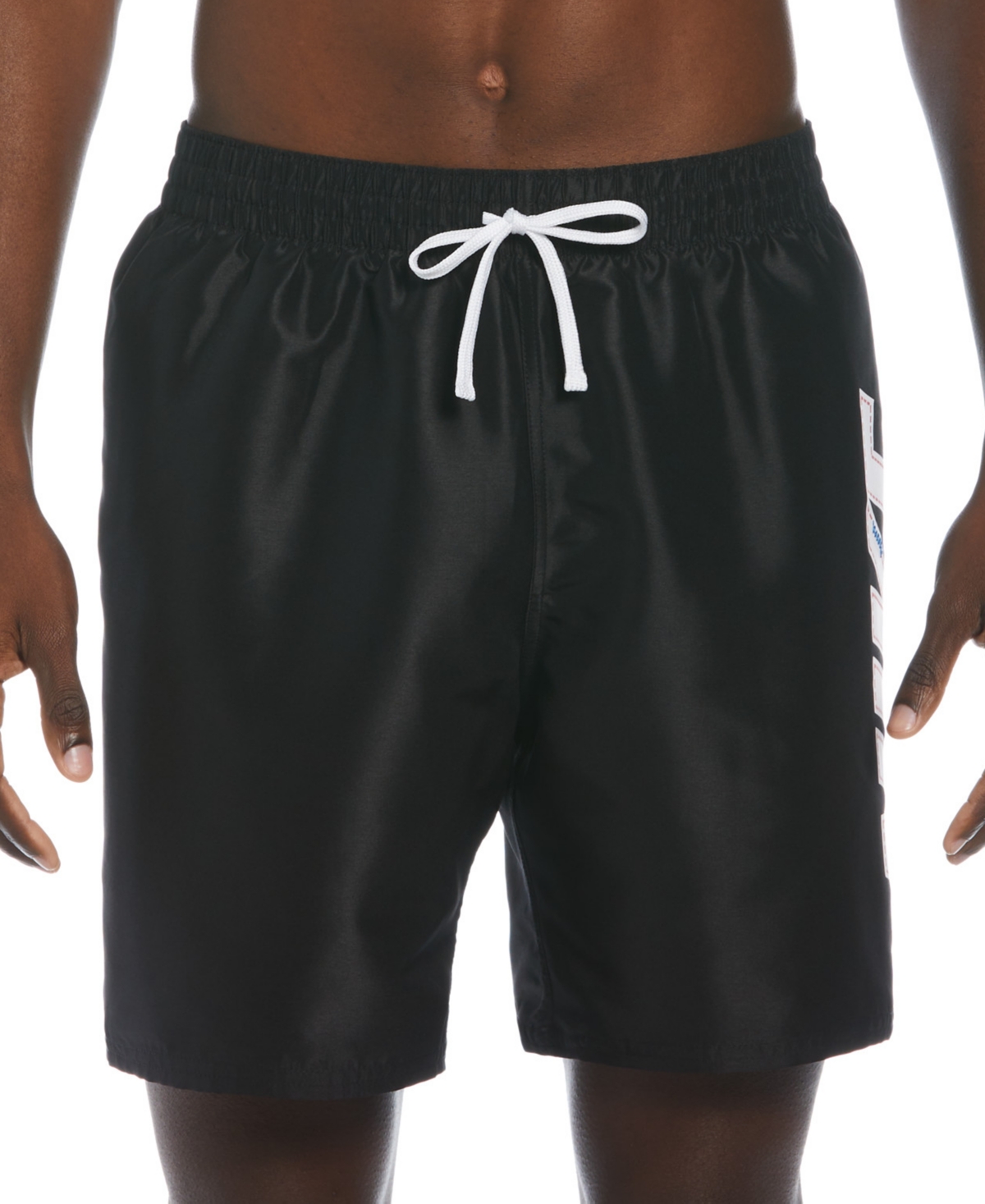 Shop Nike Men's Big Block Logo Volley 7" Swim Trunks In Black