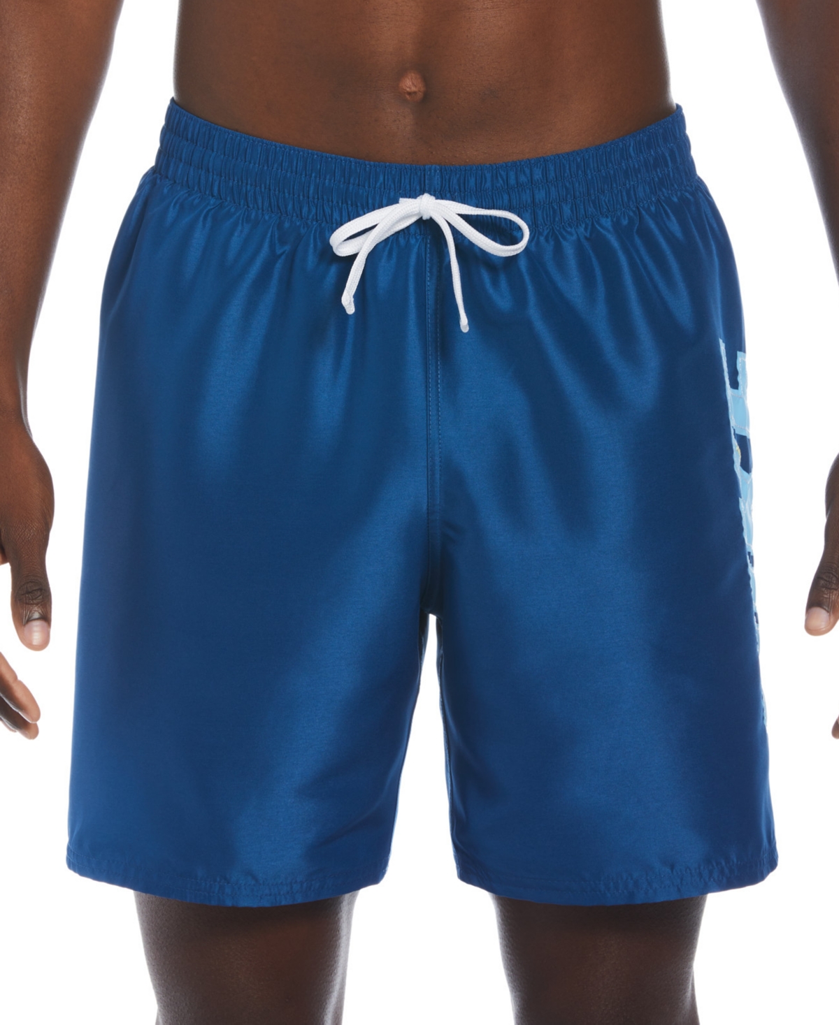 Shop Nike Men's Big Block Logo Volley 7" Swim Trunks In Court Blue