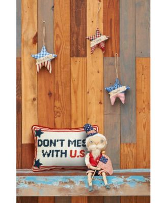 Patriotic "Don't Mess With U.S." Needlepoint Small/Petite Accent Pillow, 6.5" x 9"