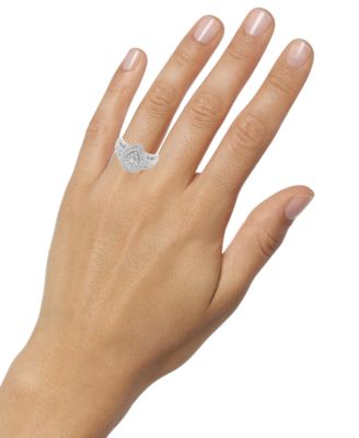 Diamond Pear-Shaped Halo Cluster Engagement Ring (1 ct. t.w.) in 14k White Gold