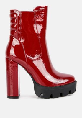 Womens High Key Collared High Heel Ankle Boot