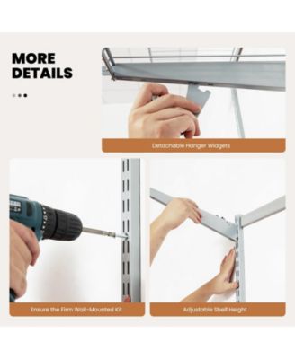 Adjustable Closet Organizer Kit with Shelves and Hanging Rods for 4 to 6 Feet