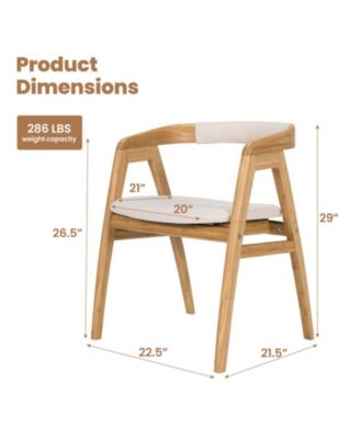 Leisure Bamboo Dining Chair with Curved Back and Anti-slip Foot Pads