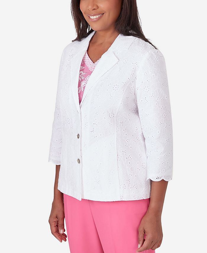 Alfred Dunner Women's Paradise Island Button Front Eyelet Jacket - Macy's