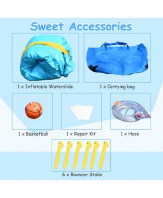 6-in-1 Inflatable Bounce House with Climbing Wall and Basketball Hoop without Blower