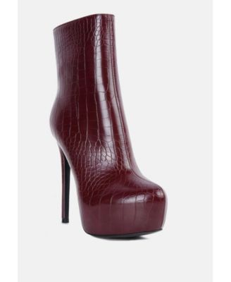 Womens orion high heeled croc ankle boot