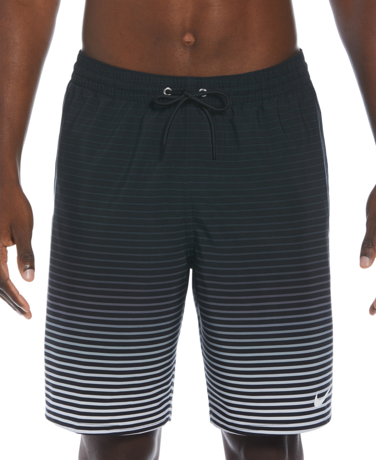 Shop Nike Men's Fade Stripe Breaker Ombre 9" Swim Trunks In Black
