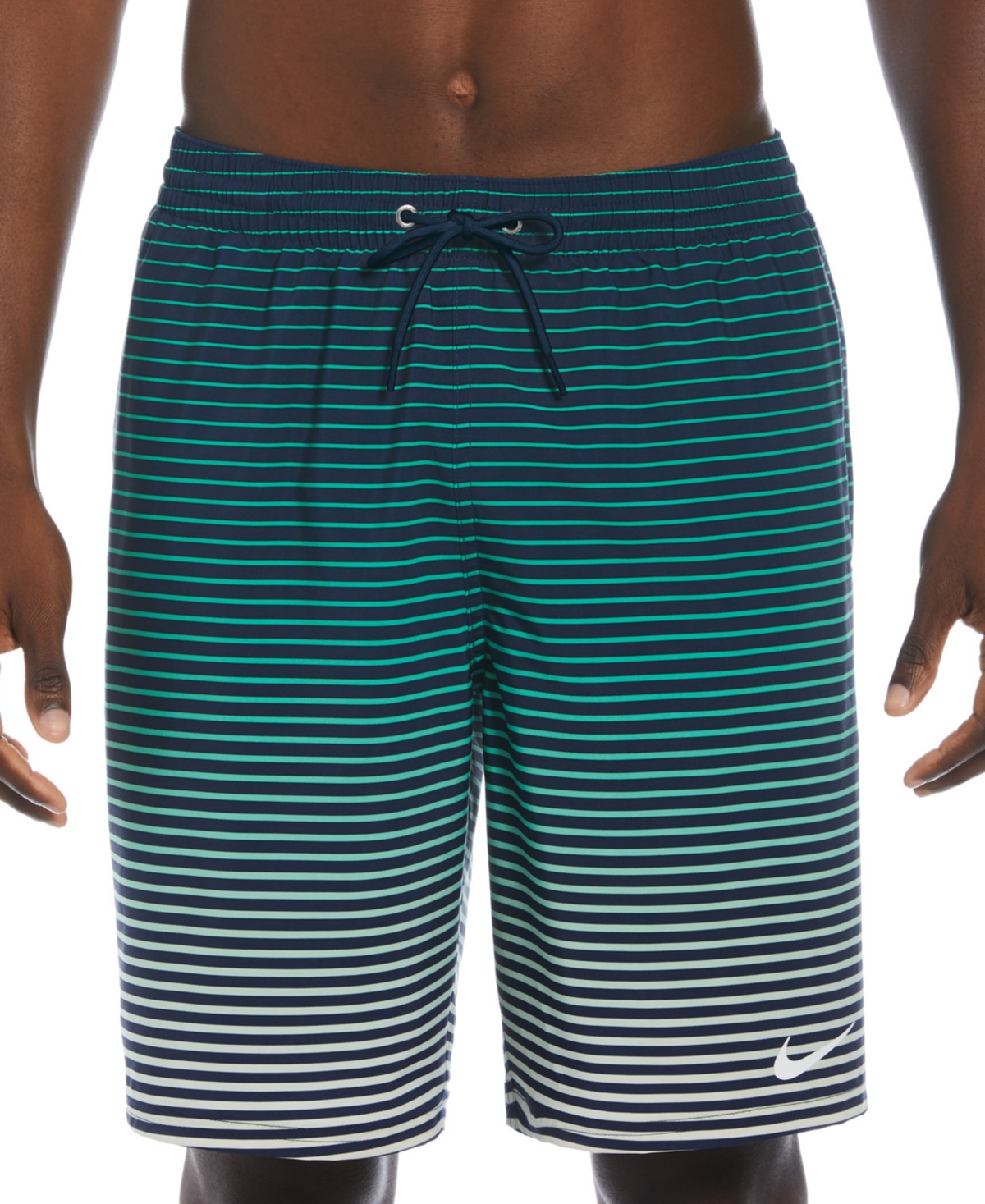Shop Nike Men's Fade Stripe Breaker Ombre 9" Swim Trunks In Midnight Navy