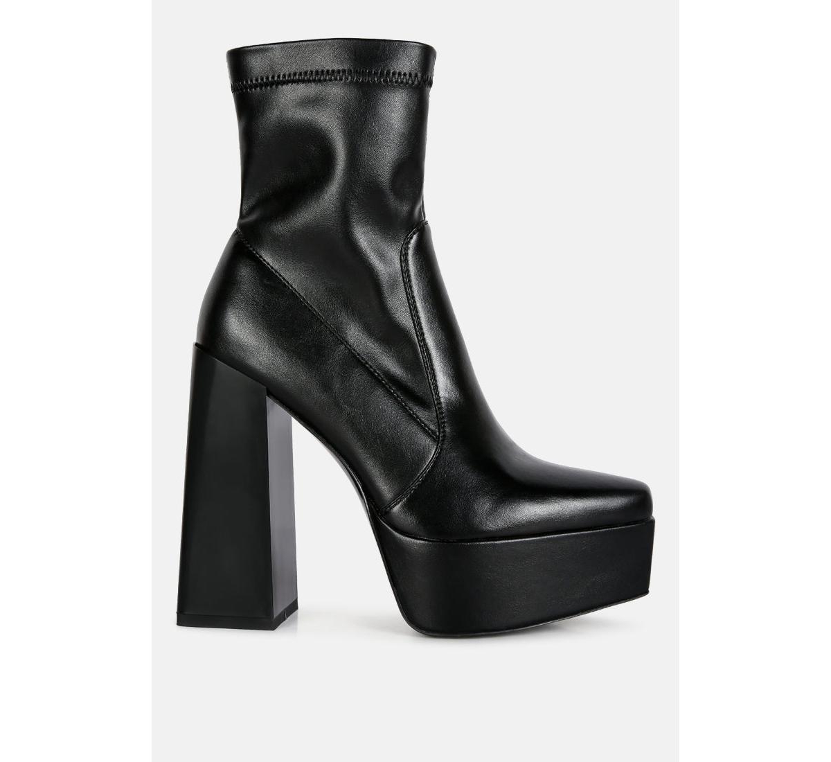 LONDON RAG WHIPPERS PATENT PU HIGH PLATFORM ANKLE BOOTS