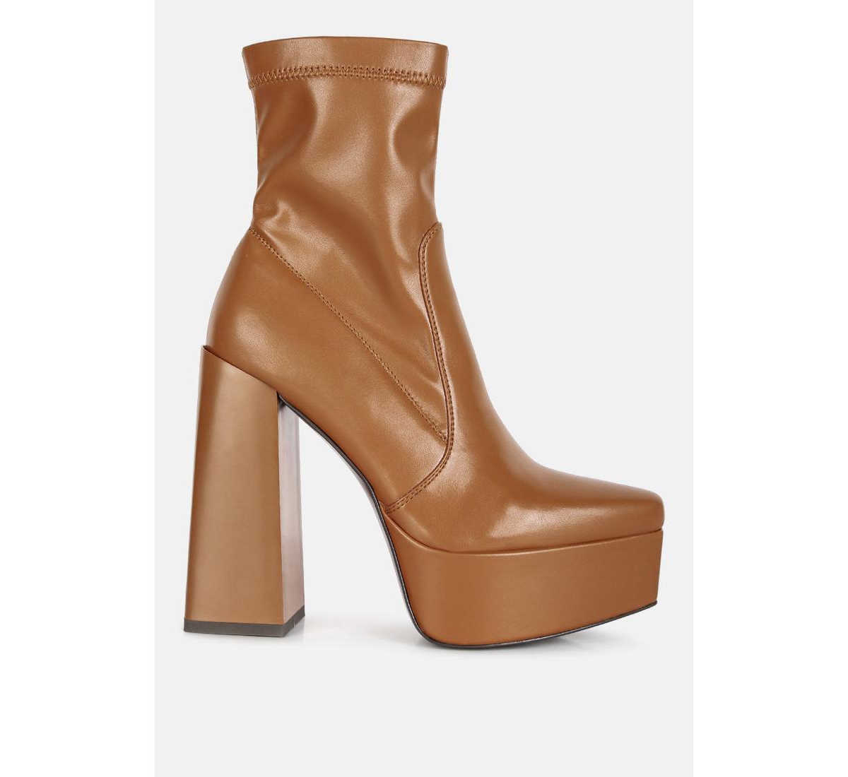 whippers patent pu high platform ankle boots - Tan