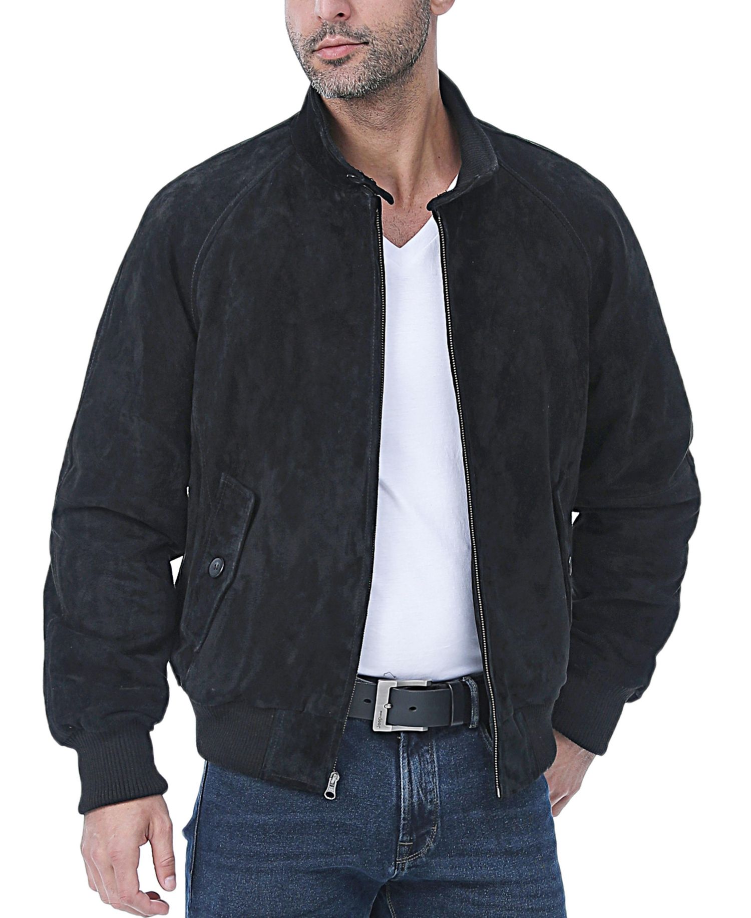 Men's Men WWII Suede Leather Bomber Jacket