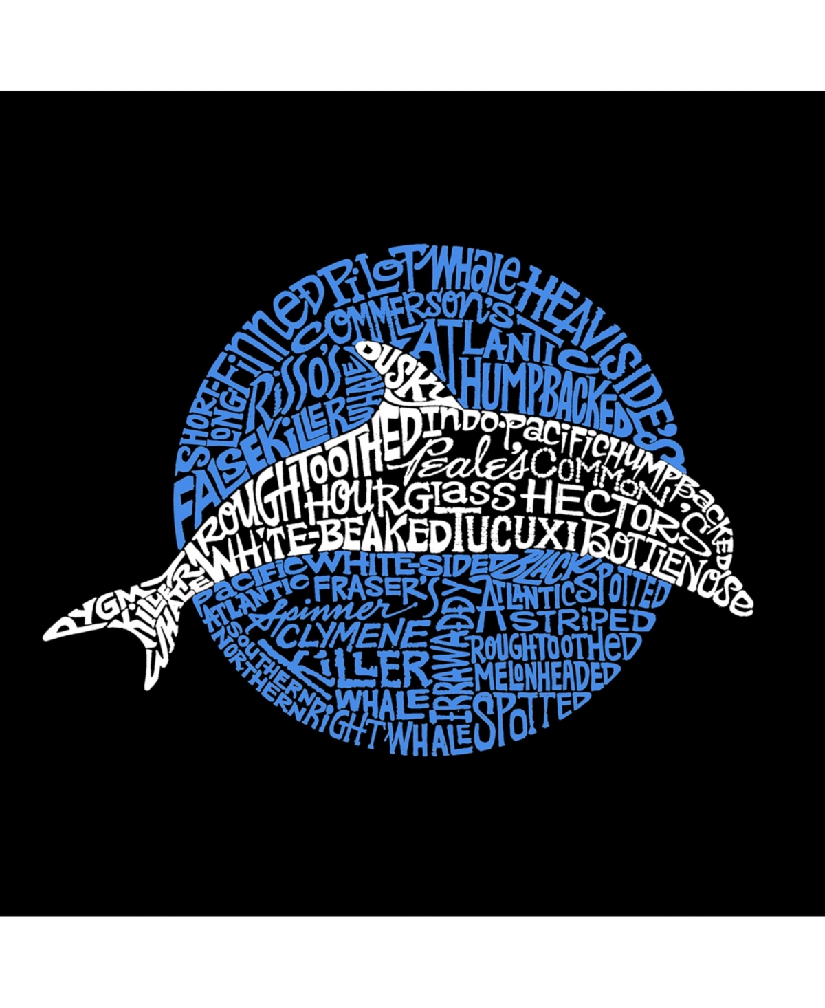 Girl's Word Art T-shirt - Species of Dolphin