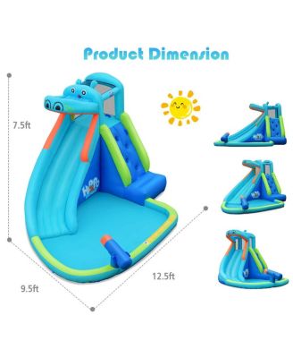 Inflatable Water Pool with Splash and Slide Without Blower