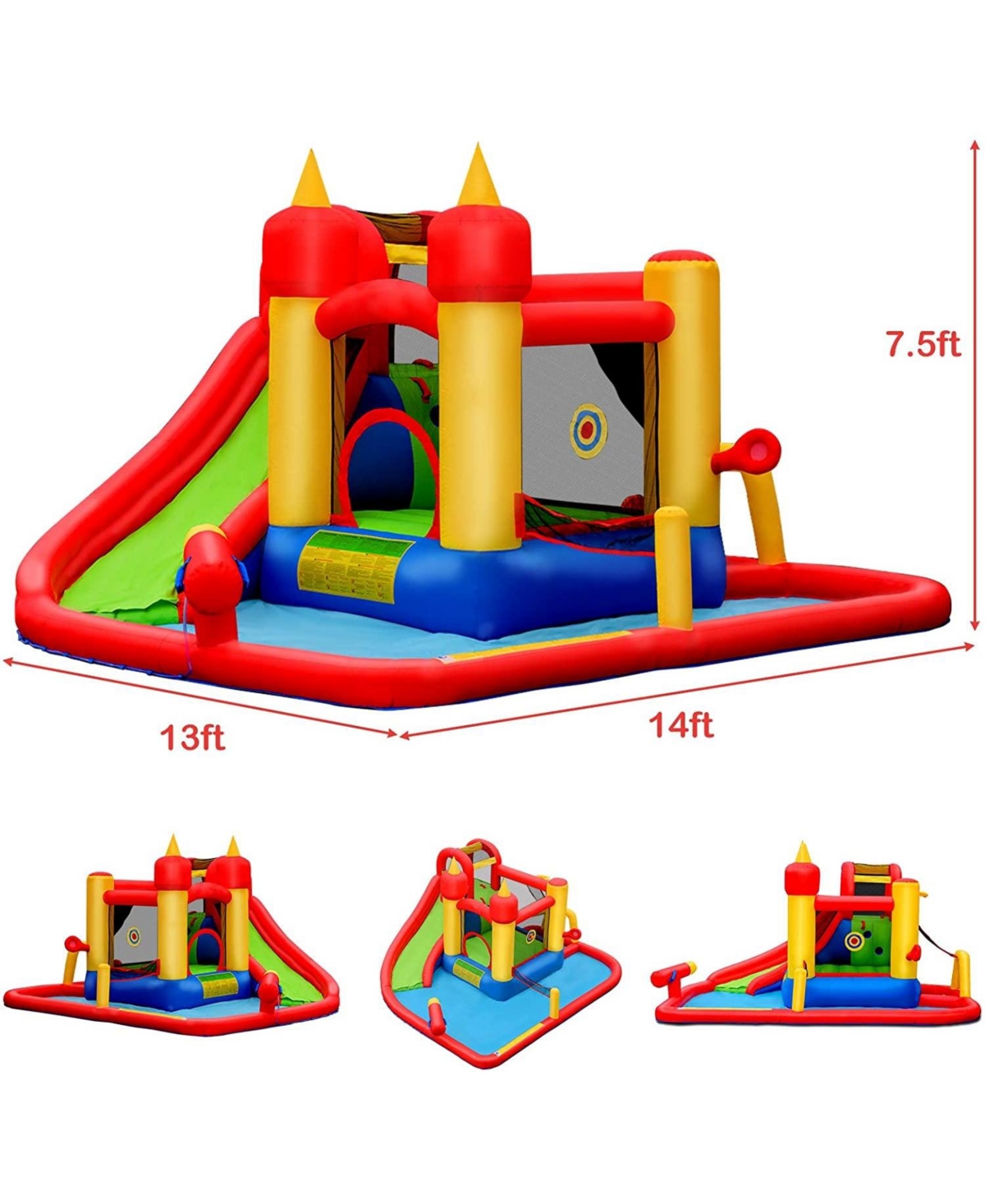 Inolait Inflatable Water Slide Jumper Bounce House with Ocean Ball without Blower