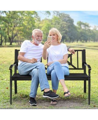 Patio Garden Bench with Powder Coated Steel Frame