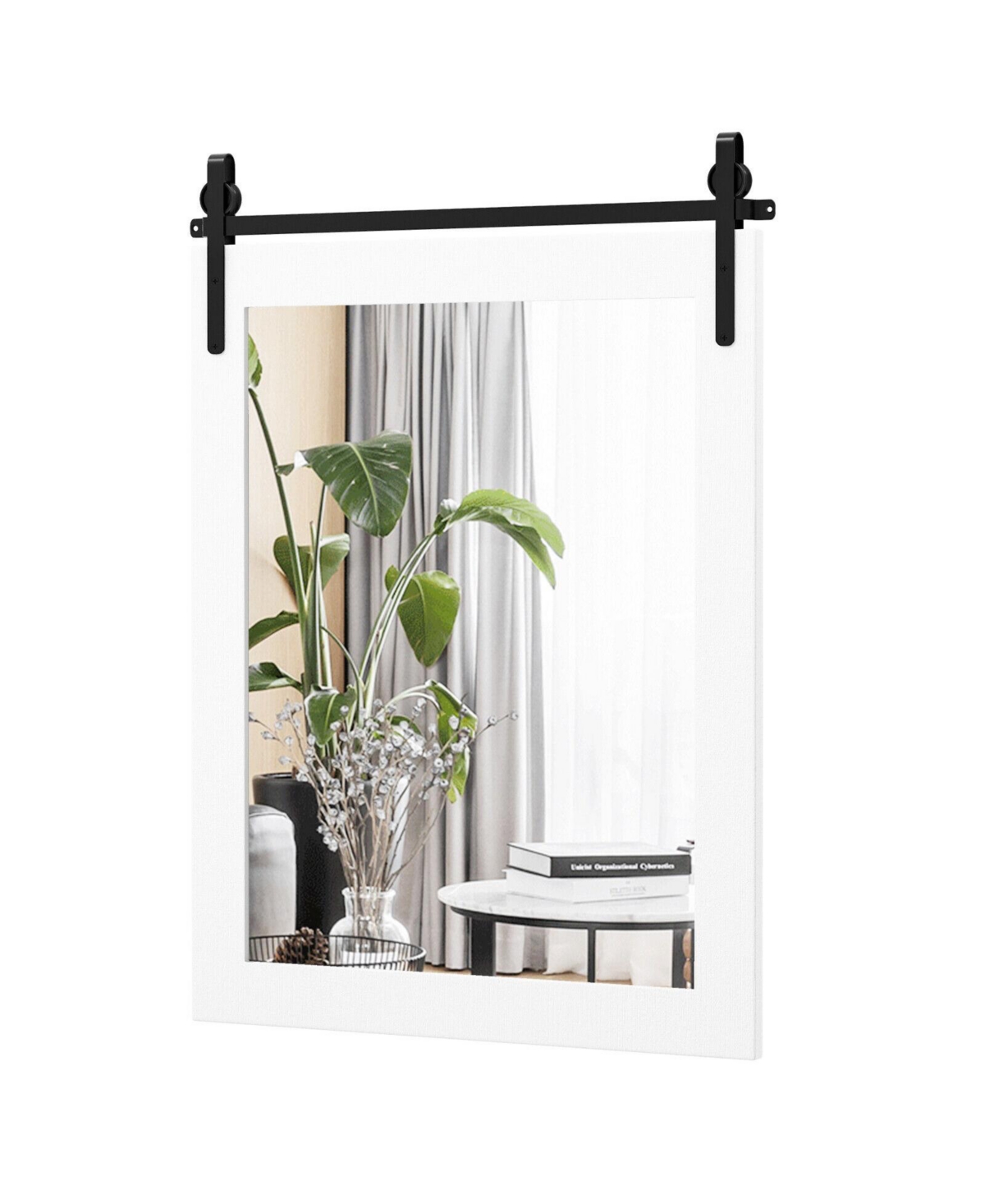 30 x 22 Inch Wall Mount Mirror with Wood Frame - White