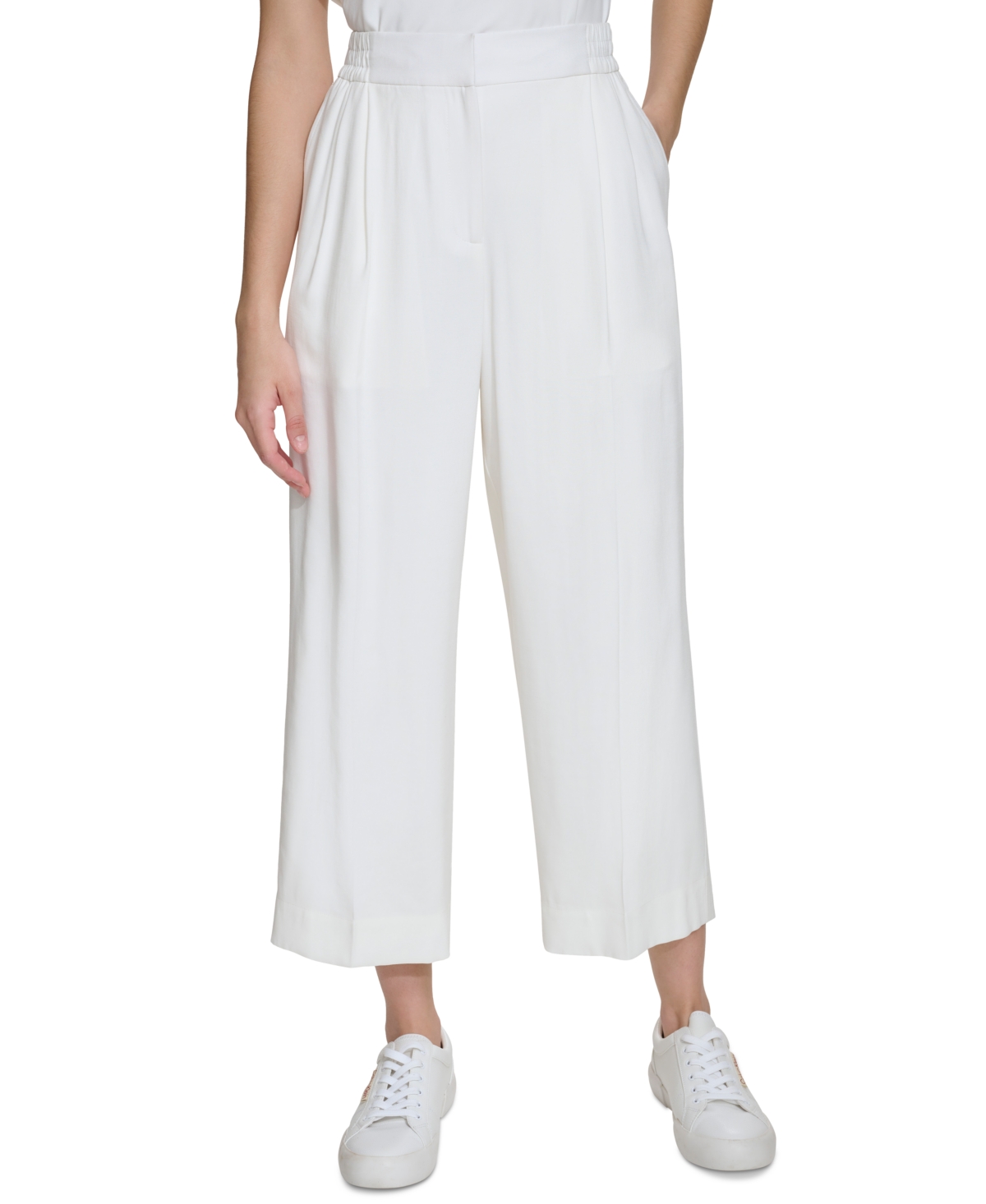 Calvin Klein Women's Cropped Wide Leg Pants In Soft White