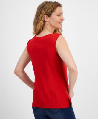 Women's Cotton Boat-Neck Sleeveless Top