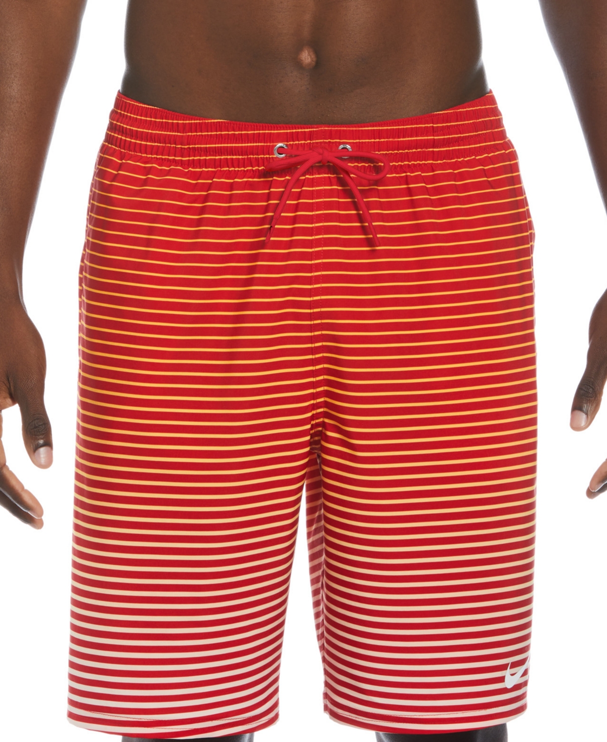 Shop Nike Men's Fade Stripe Breaker Ombre 9" Swim Trunks In University Red