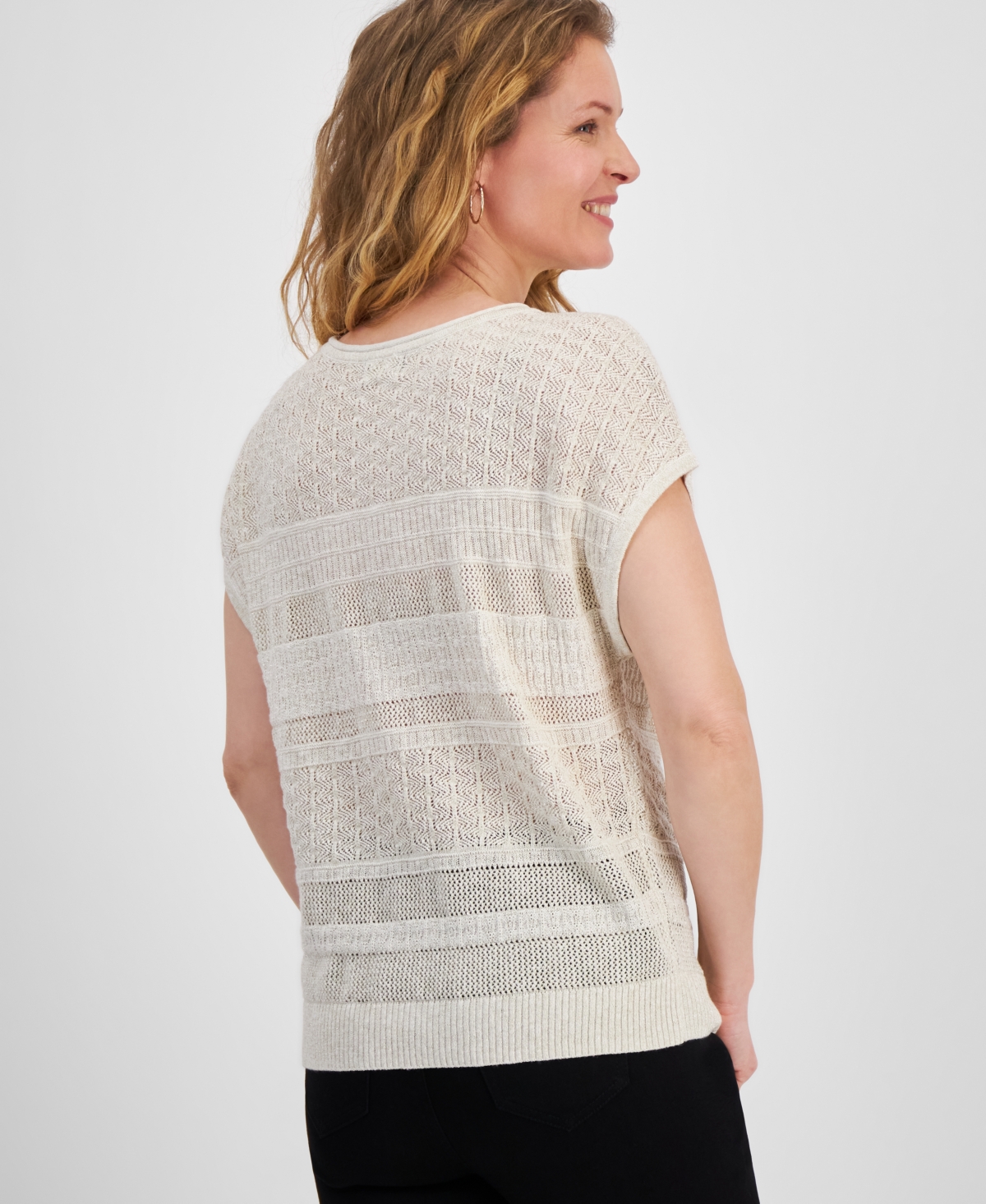 Style & Co Women's Lurex Mixed-Stitch Dolman-Sleeve Sweater, Created for Macy's