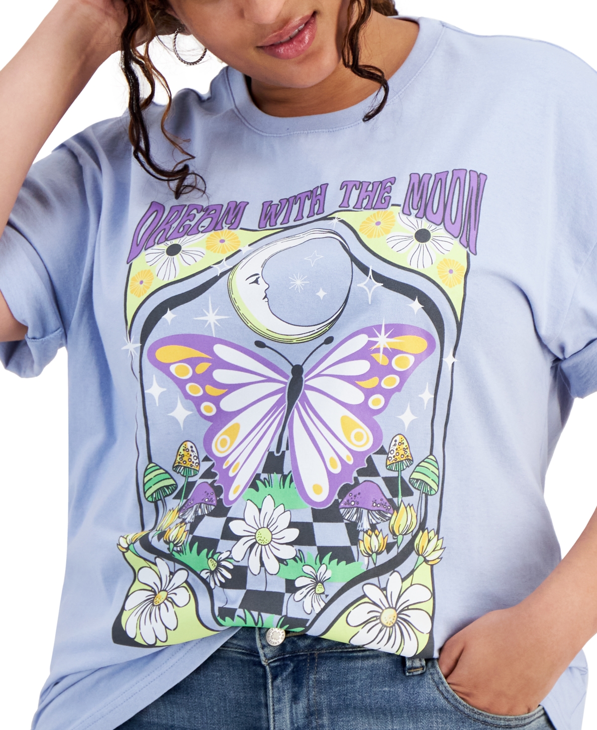 Shop Rebellious One Trendy Plus Size Dream Sky Cotton Graphic T-shirt In Skylight B