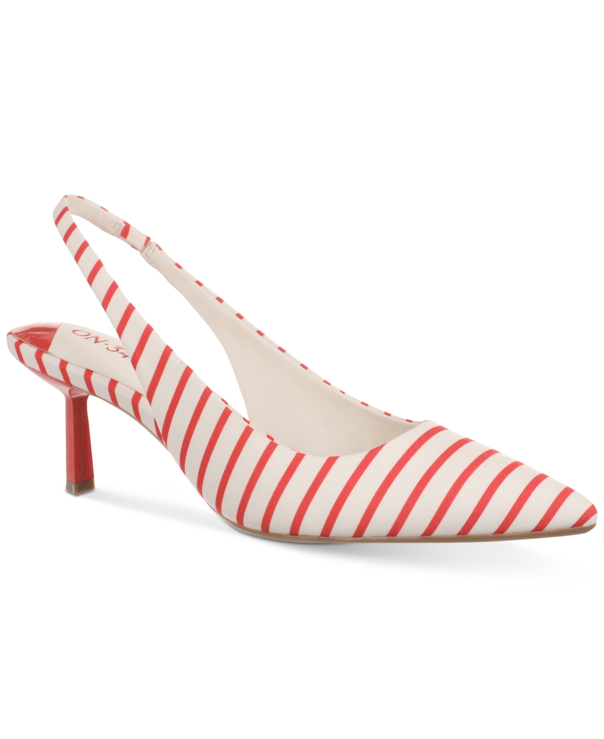 Shop On 34th Women's Baeley Slingback Pumps, Created For Macy's In Red Stripe Fabric