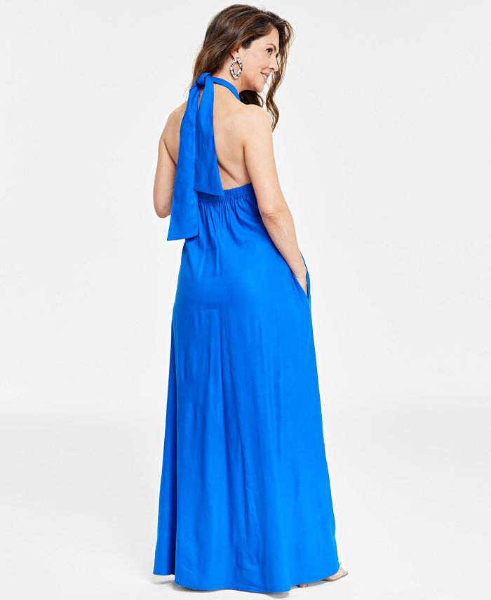 I.N.C. International Concepts Women s Linen Halter Neck Maxi Dress