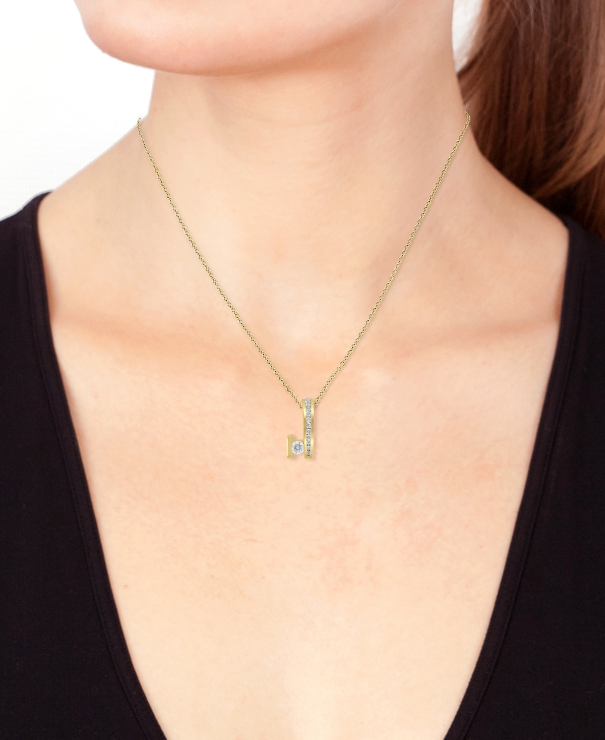 Shop Effy Collection Effy Diamond Abstract Form 18" Pendant Necklace (1/2 Ct. T.w.) In 14k Gold In Yellow Gol