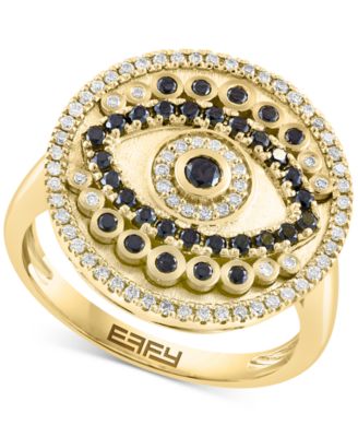 EFFY Collection - Black Diamond (3/8 ct. t.w.) & White Diamond (1/4 ct. t.w.) Evil Eye Ring in 14k Gold